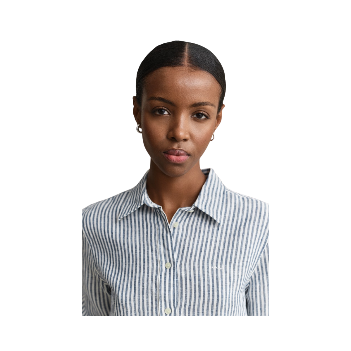 Striped Linen LS Shirt - Evening Blue