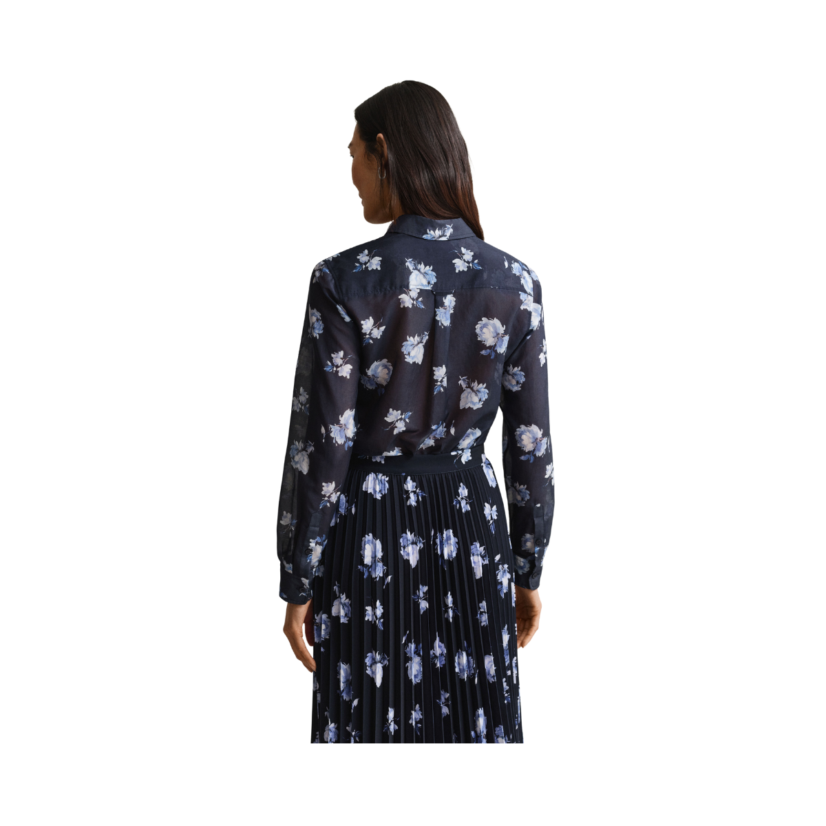 Reg Floral Print LS Shirt - Evening Blue
