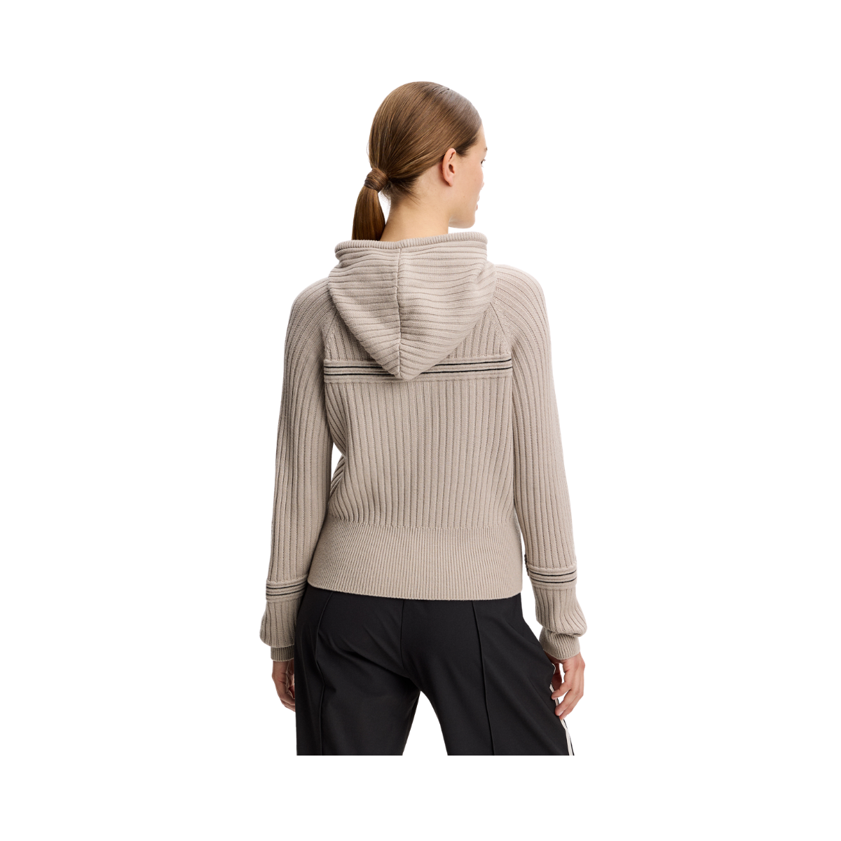 Hilda Knitted Rib Hoodie - Moonbeam