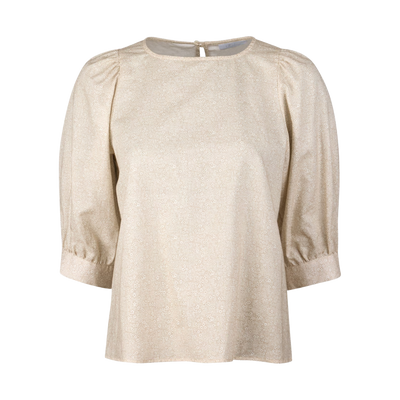Carmen Blouse Puff Sleeve - Beige pattern