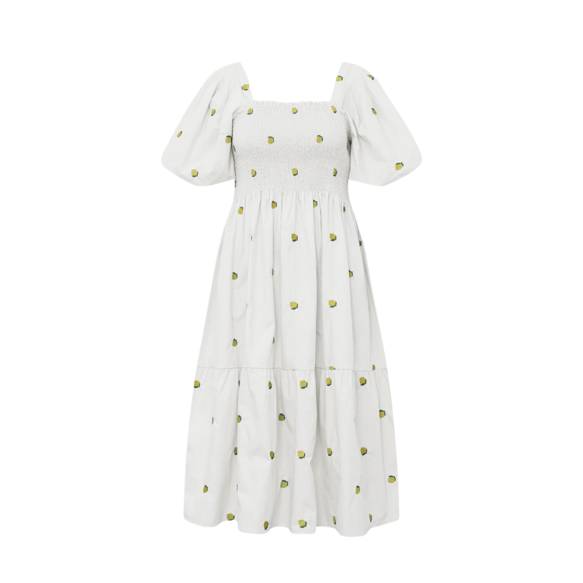 Cheri Fruit Dress - White/Yellow