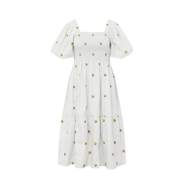 Cheri Fruit Dress - White/Yellow