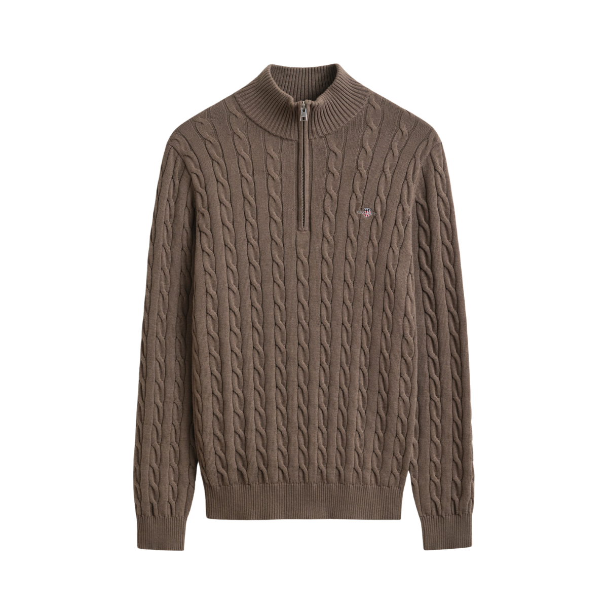 Cable Knit Half-Zip Sweater - Faded Taupe