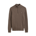 Cable Knit Half-Zip Sweater - Faded Taupe