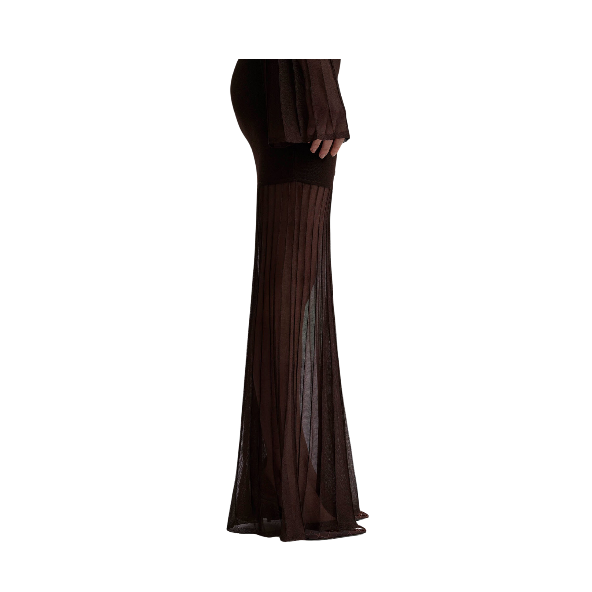 Haisley Sheer Knitted Maxi Dress - 10090 Chocolate