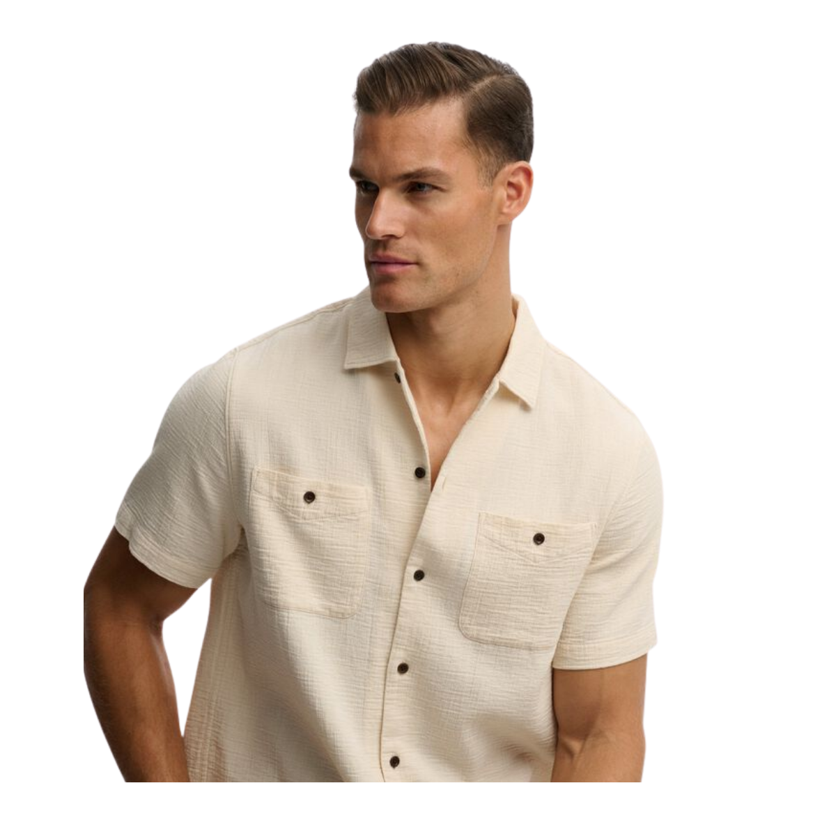 Merchant Textured S/S Shirt - 1LG Oatmeal Beige