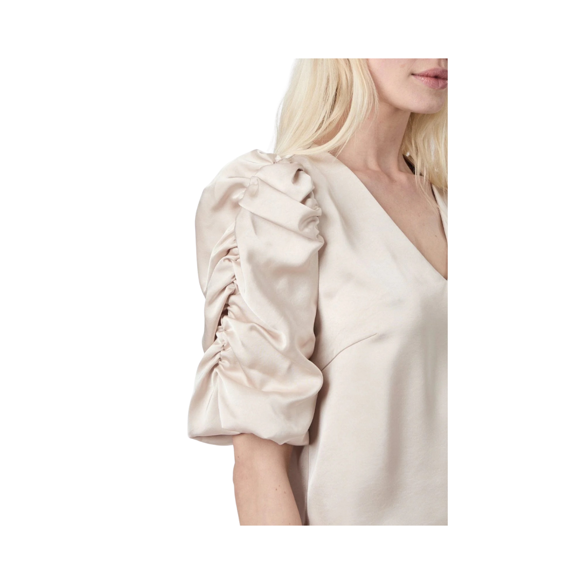 Elba Heavy Sateen Blouse - Champagne