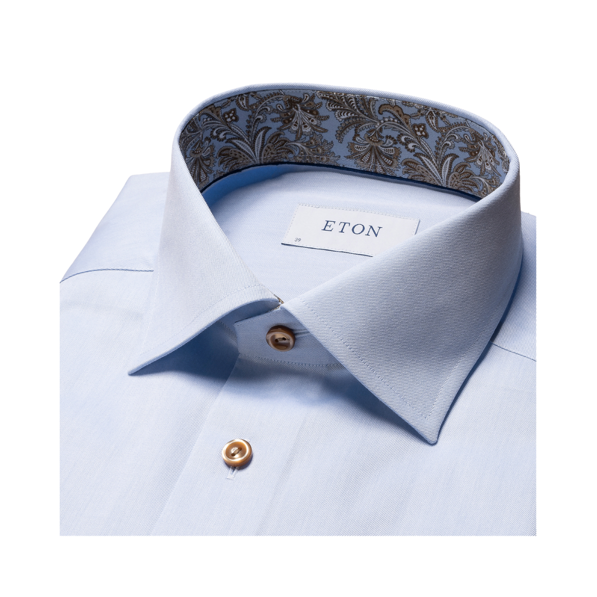 Slim Fit Paisley Effect Signature Twill Shirt Cut Away Collar - Blue