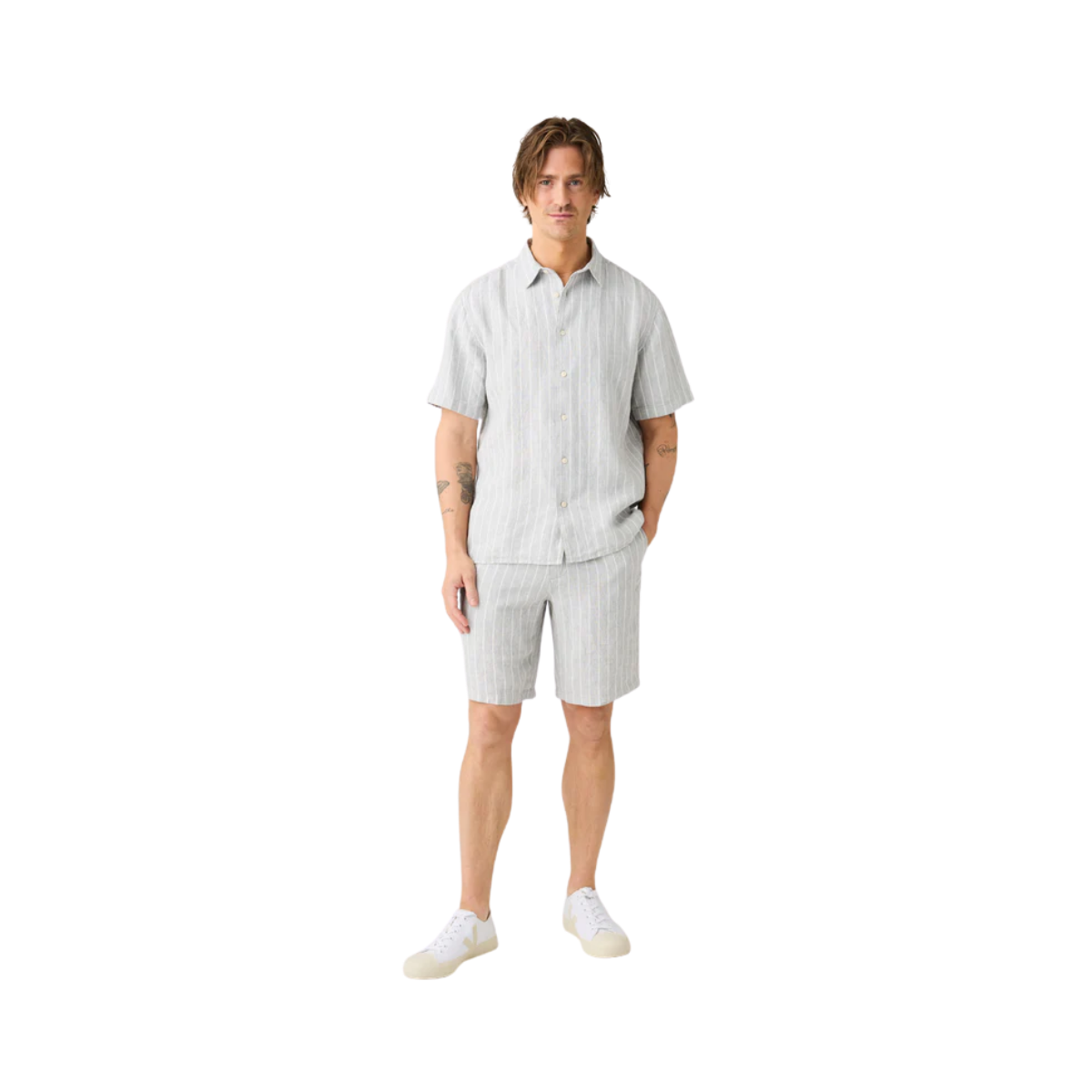 Linen Striped Shirt - Grey Stripe