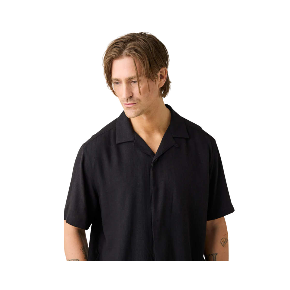 Linen-Mix Shirt - Black Jet