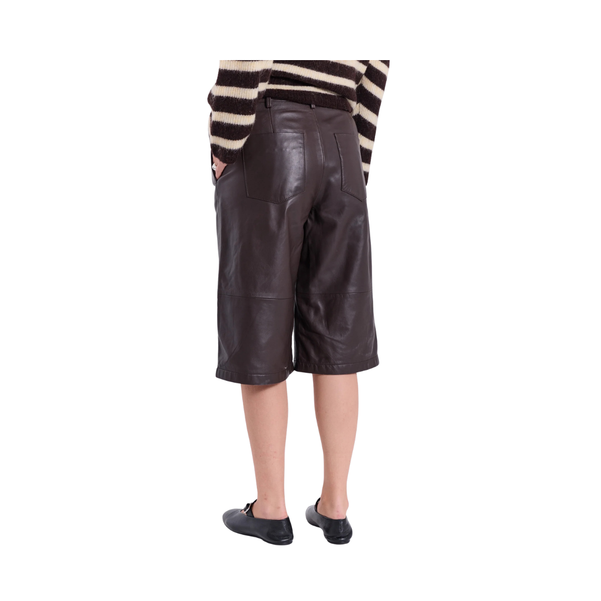 Monica Bermuda Leather Shorts - Dark Brown
