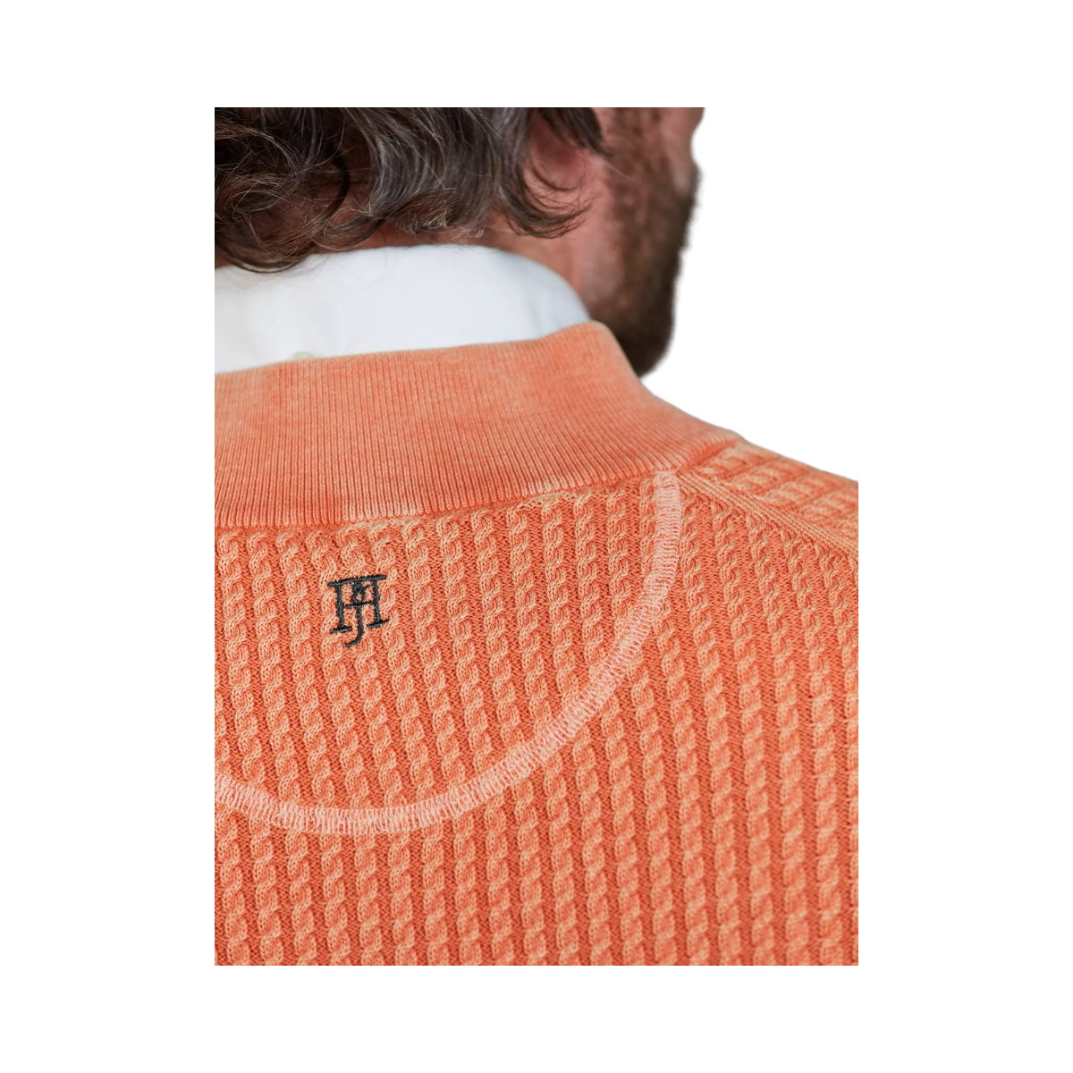 Half Zip Vintage Wash Knit - Soft Orange