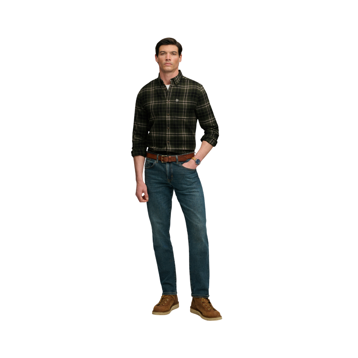 L/S Cotton Lumberjack Shirt - Frontier Check Olive Green