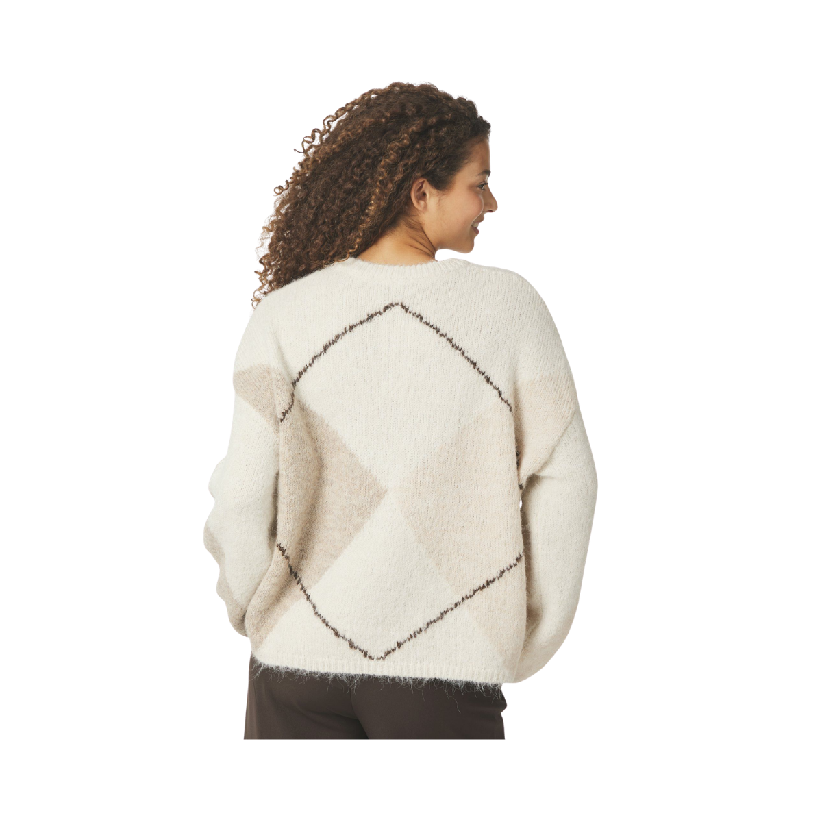 Inga Check Fluff Knit Blouse - Creme