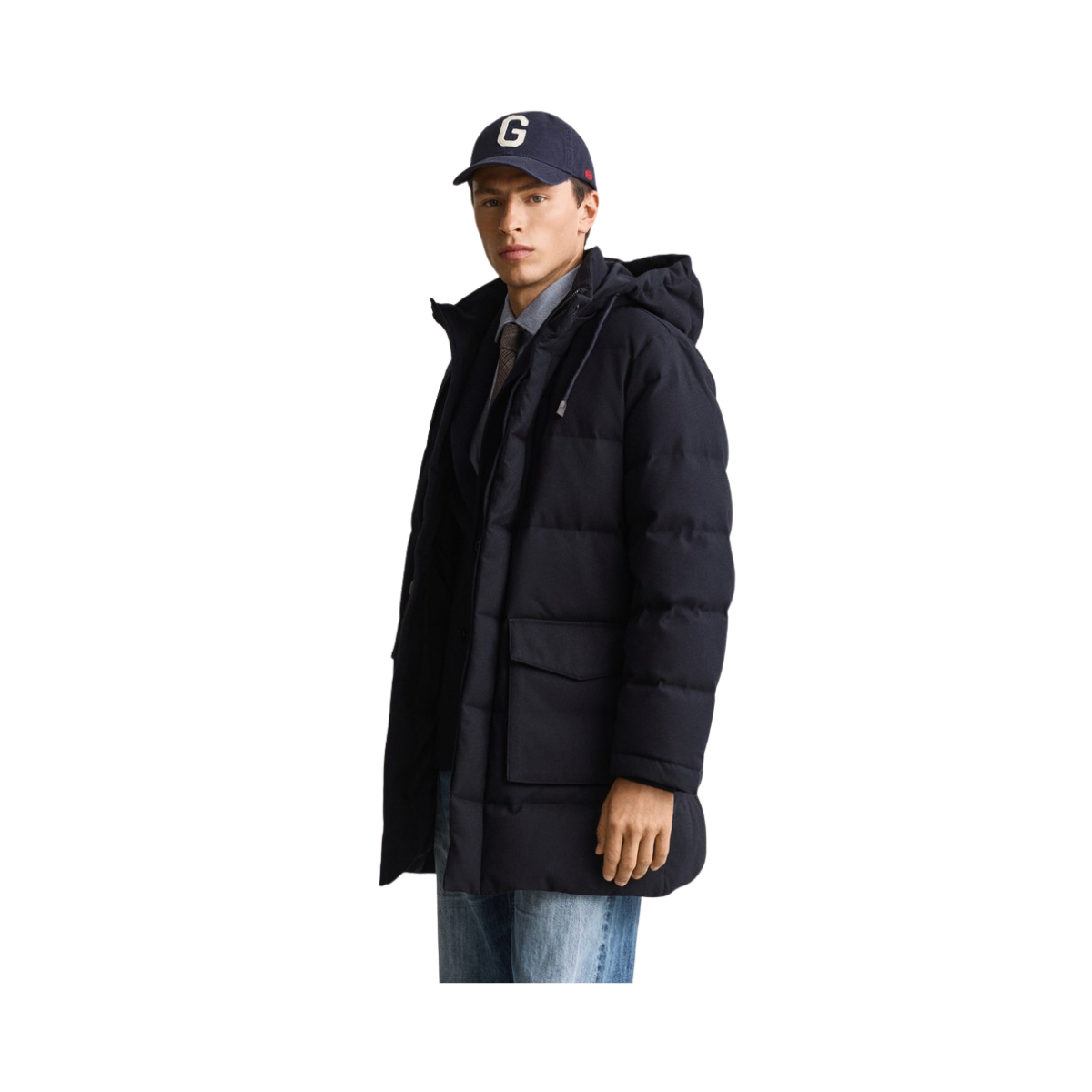 Flannel Down Mid Length Jkt - Evening Blue