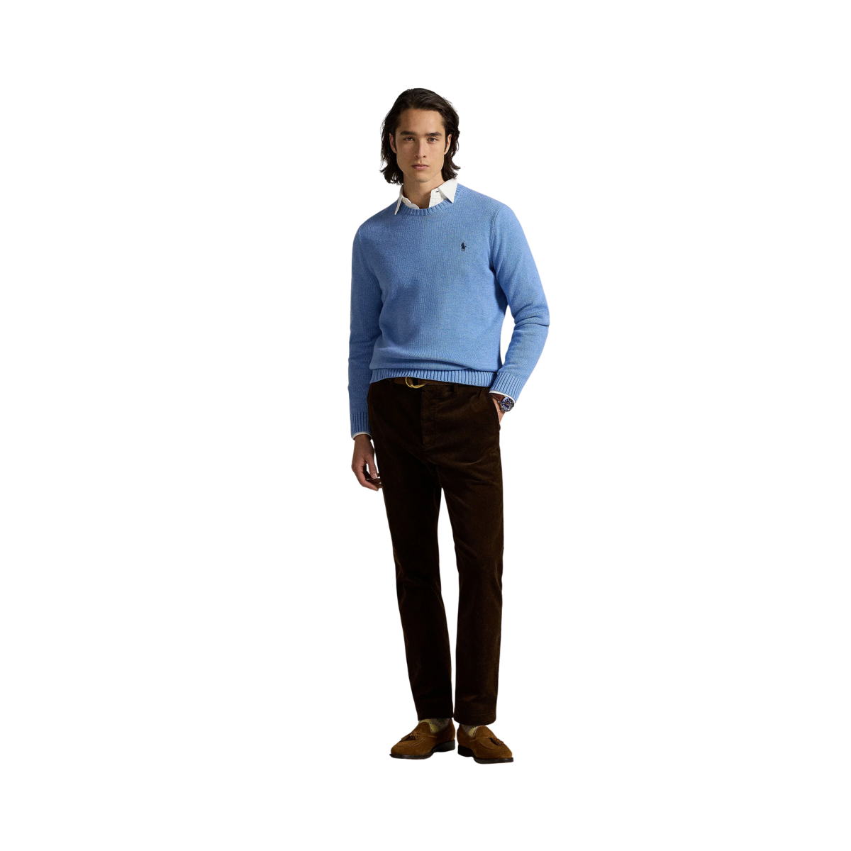 Cotton Crewneck Sweater - Soft Royal