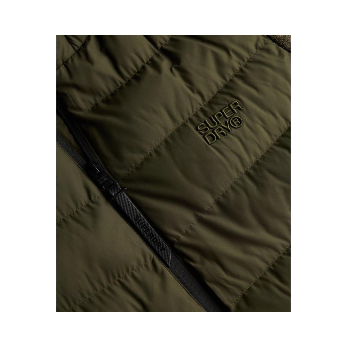 Hooded Storm Knit Hybrid Jacket - B9X Khaki Green Marl