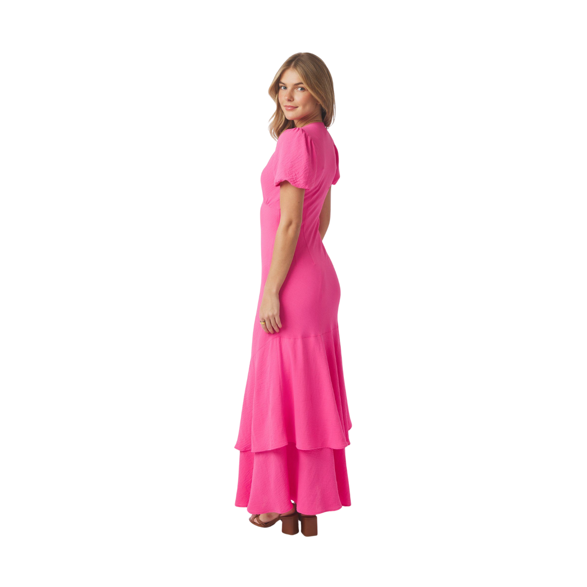 Dariah Structure Solid Dress - Pink