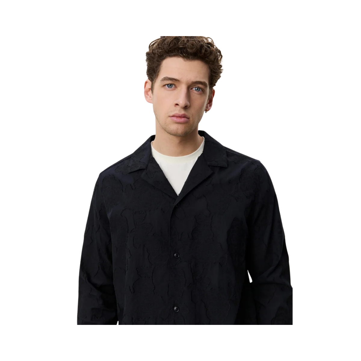 Flower Jacquard Shirt - Black