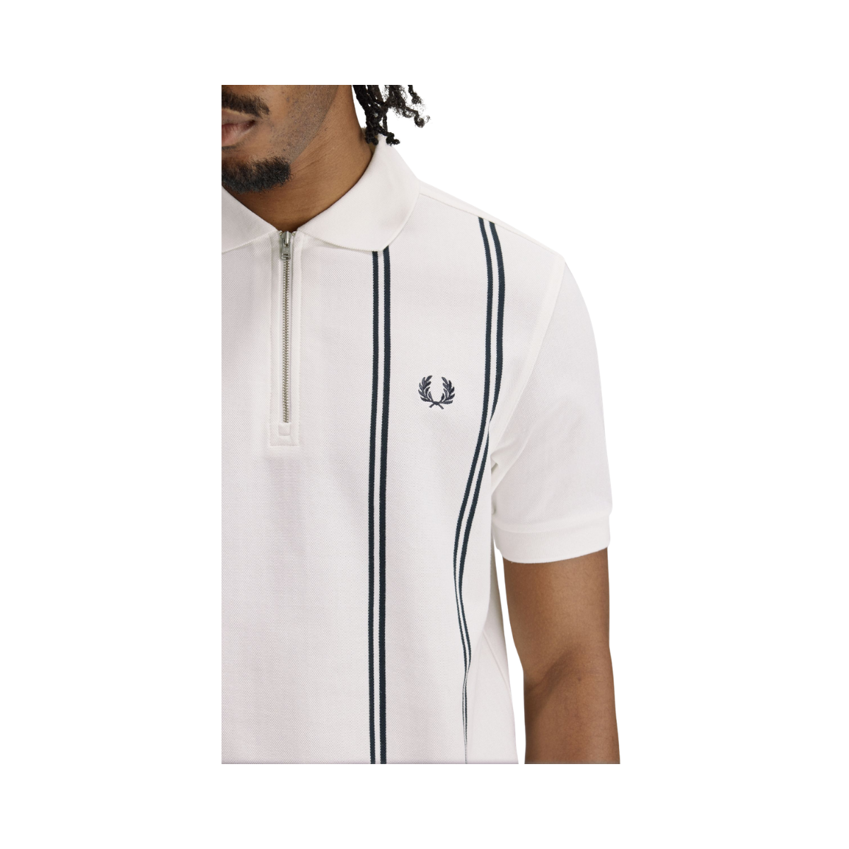 Vertical Stripe Polo - Snow white