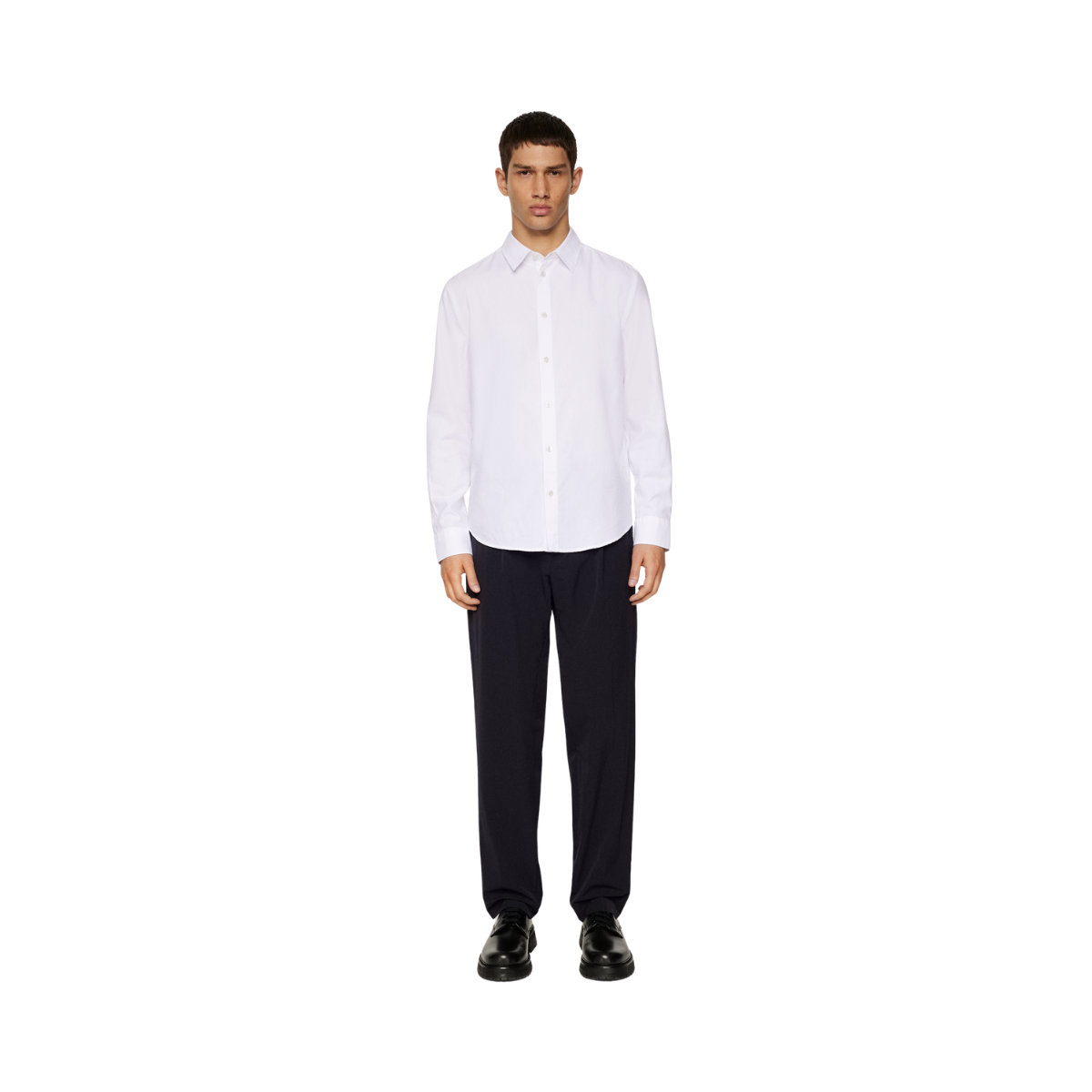 Slim LS Cotton Tencel Shirt - White