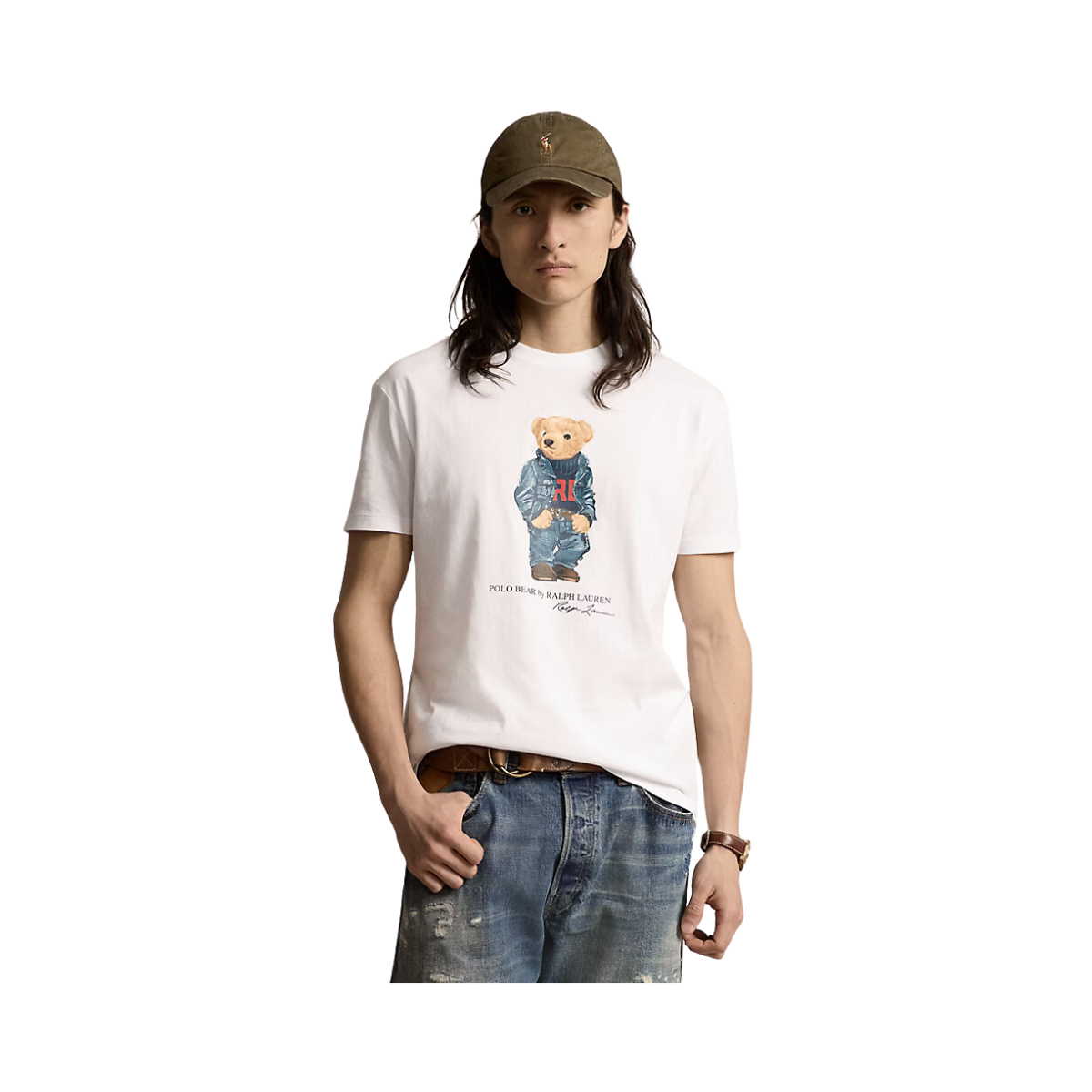 Classic Fit Polo Bear Jersey T-Shirt - 038 White Denim Bear