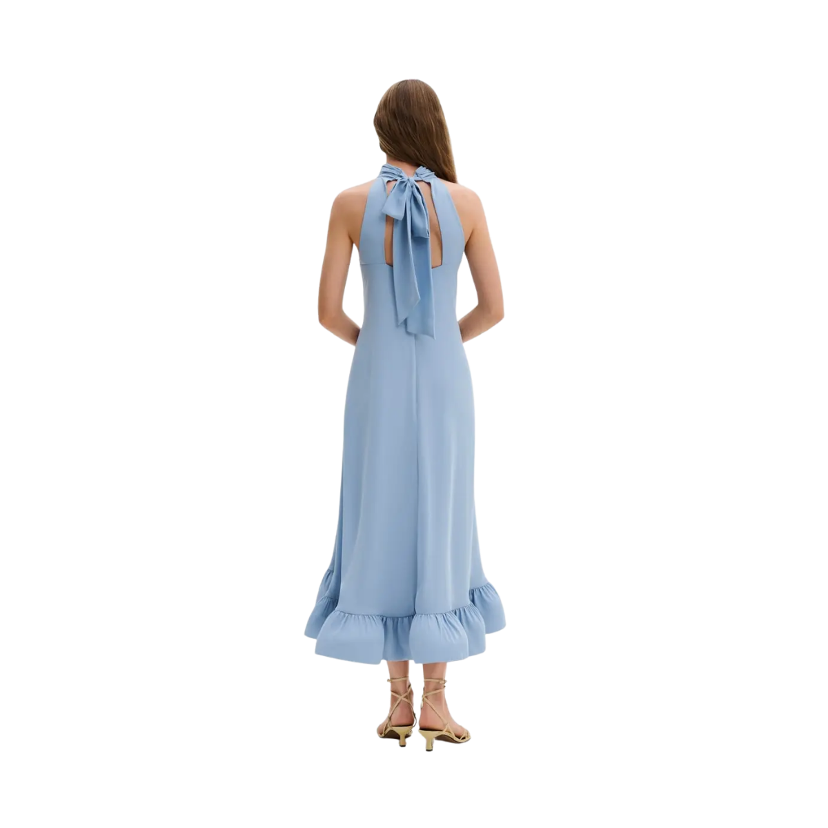 Sabrina Halterneck Ruffled Maxi Dress - Sky