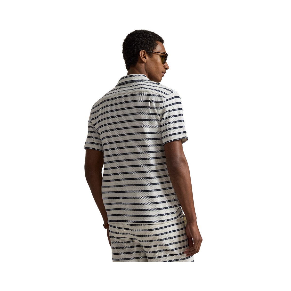 Knit Sport Shirt - Pale Cream/Newport Navy