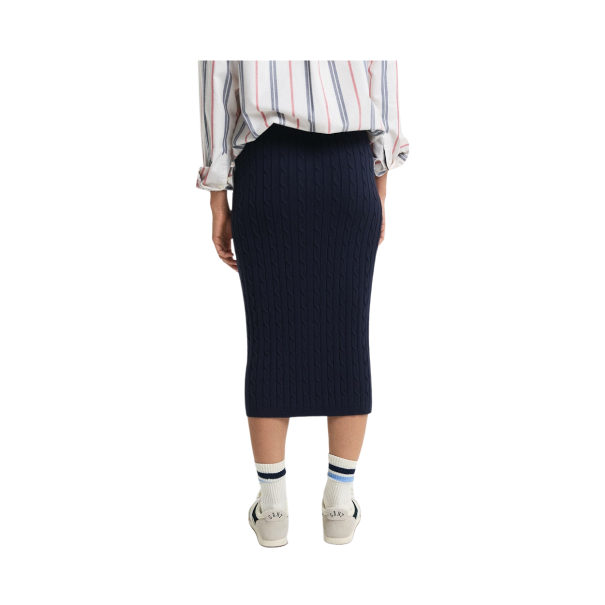 STRETCH COTTON CABLE SKIRT - 433	EVENING BLUE