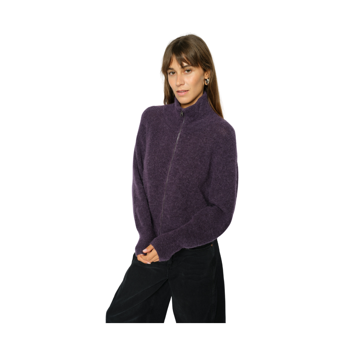 MMThora Knit Zip Cardigan - Sweet Grape