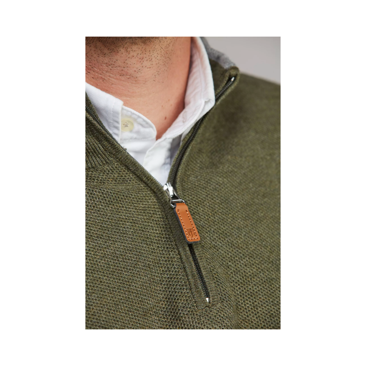 Half Zip Structure Knit - Green