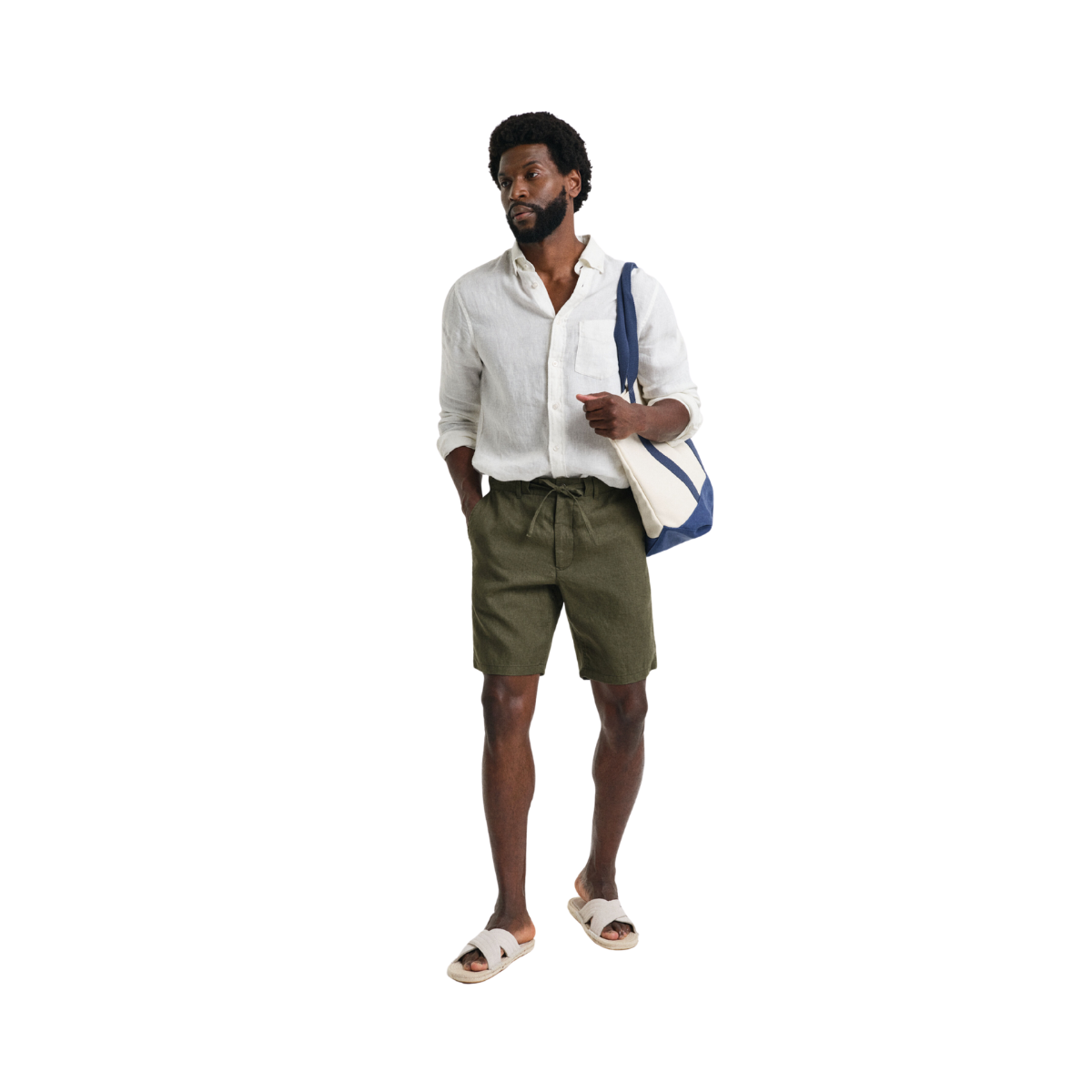 Relaxed Linen DS Shorts - Juniper Green