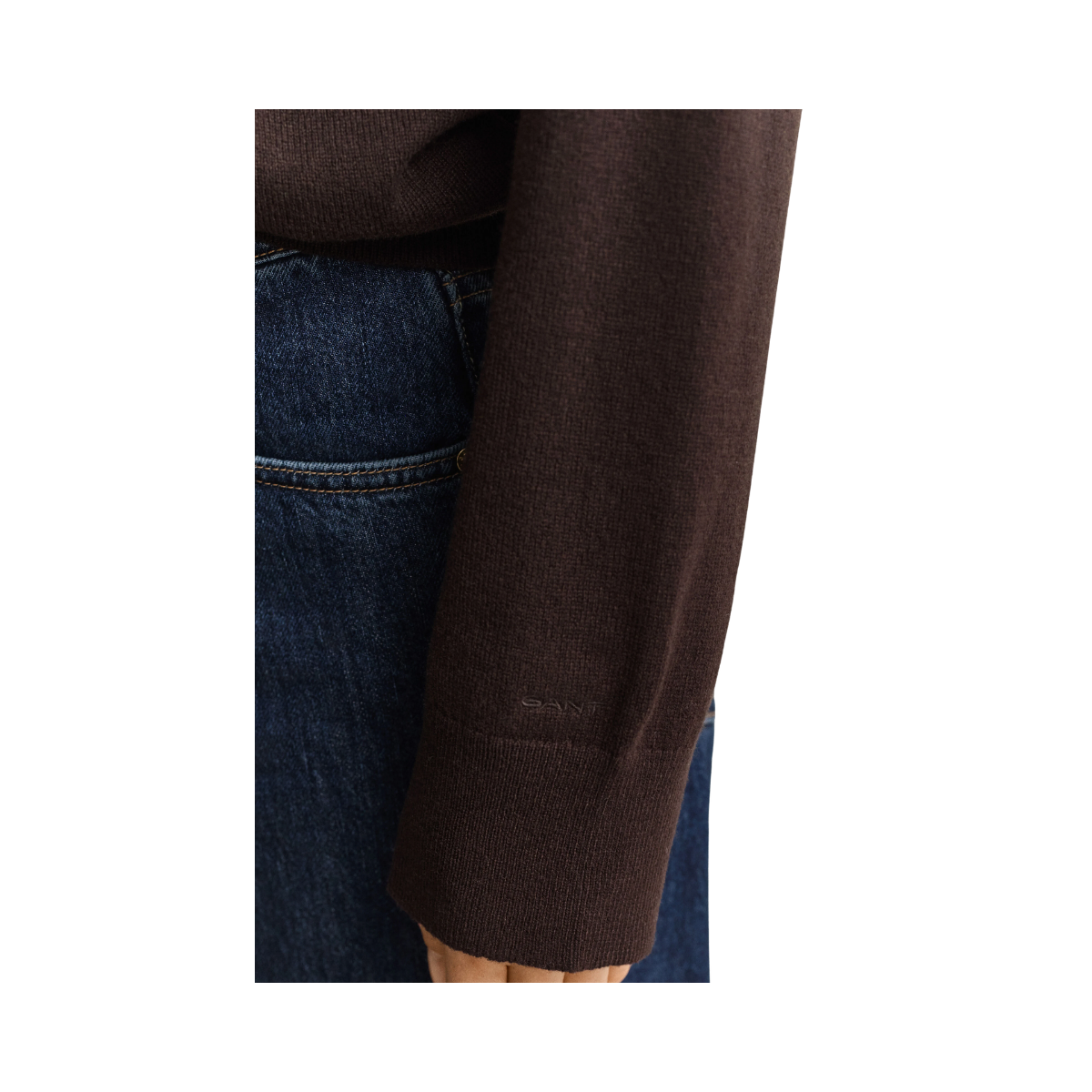 Superfine Lambswool C-Neck - Deep Brown