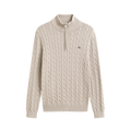 Cable Knit Half-Zip Sweater - Clay Beige