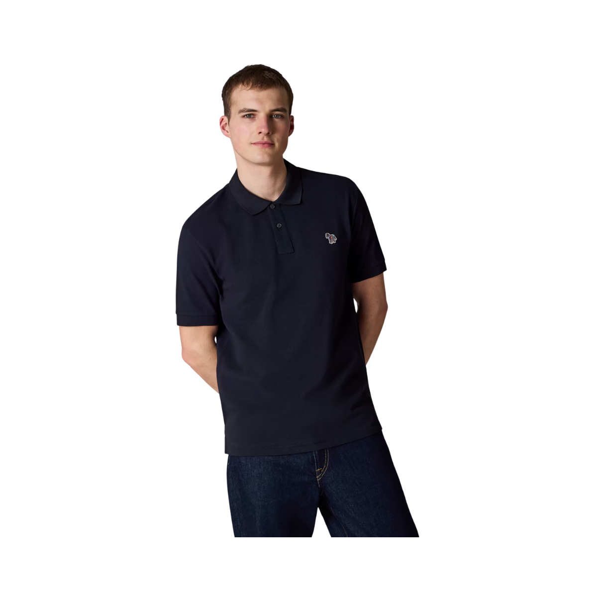 Reg Fit SS Polo Shirt Zebra - Dark Navy