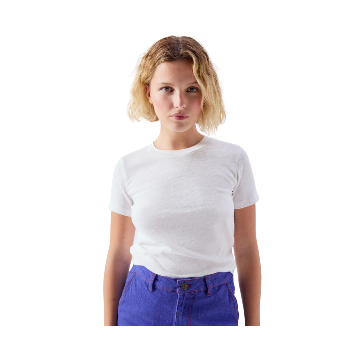 T-Shirt Ajuste Mc Col Rond - Blanc