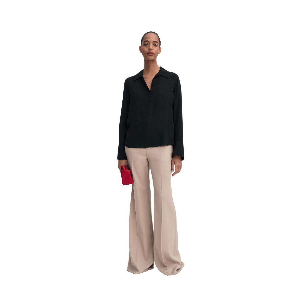Half Placket Blouse - Black