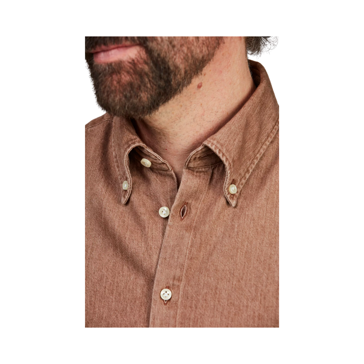 Zac Clrd Twill Denim Shirt - Rustic Brown