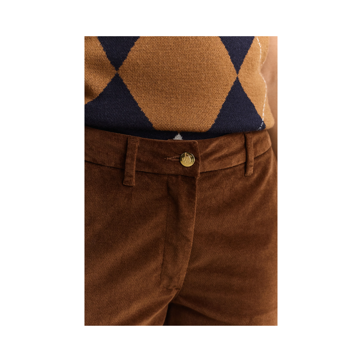 Slim Flare Velvet Pants - 229 Mahogany Brown