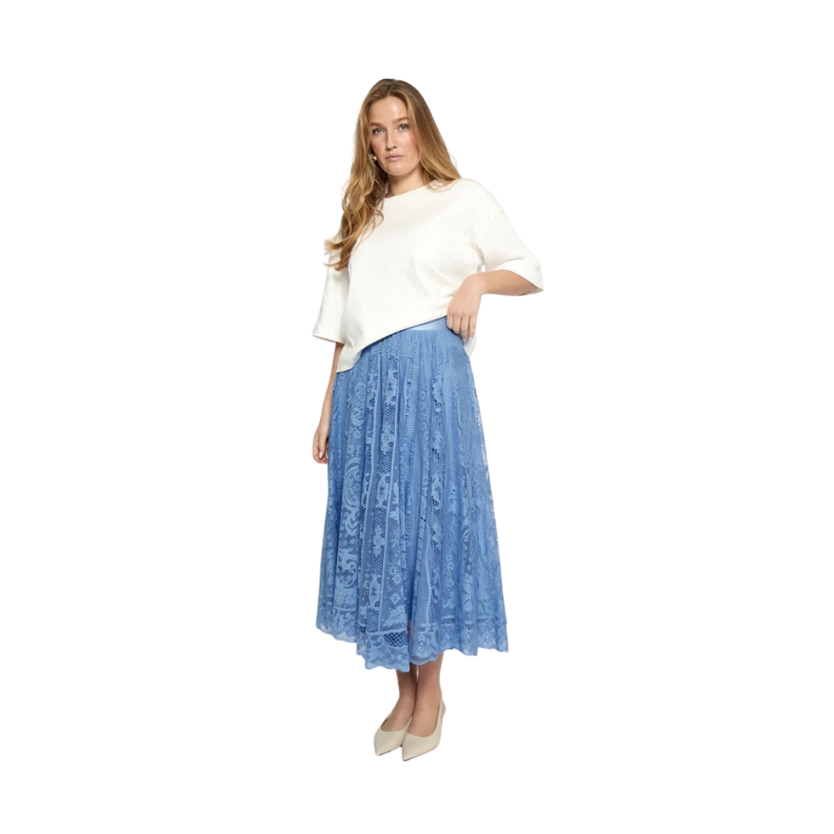 PCGreta Lace Skirt - Cornflower Blue