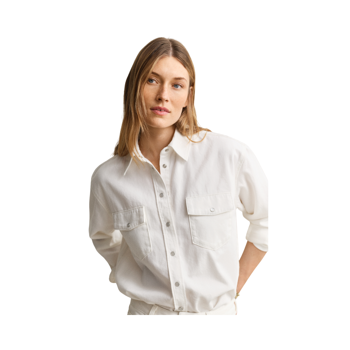 Rel Pocket Denim LS Shirt - Eggshell