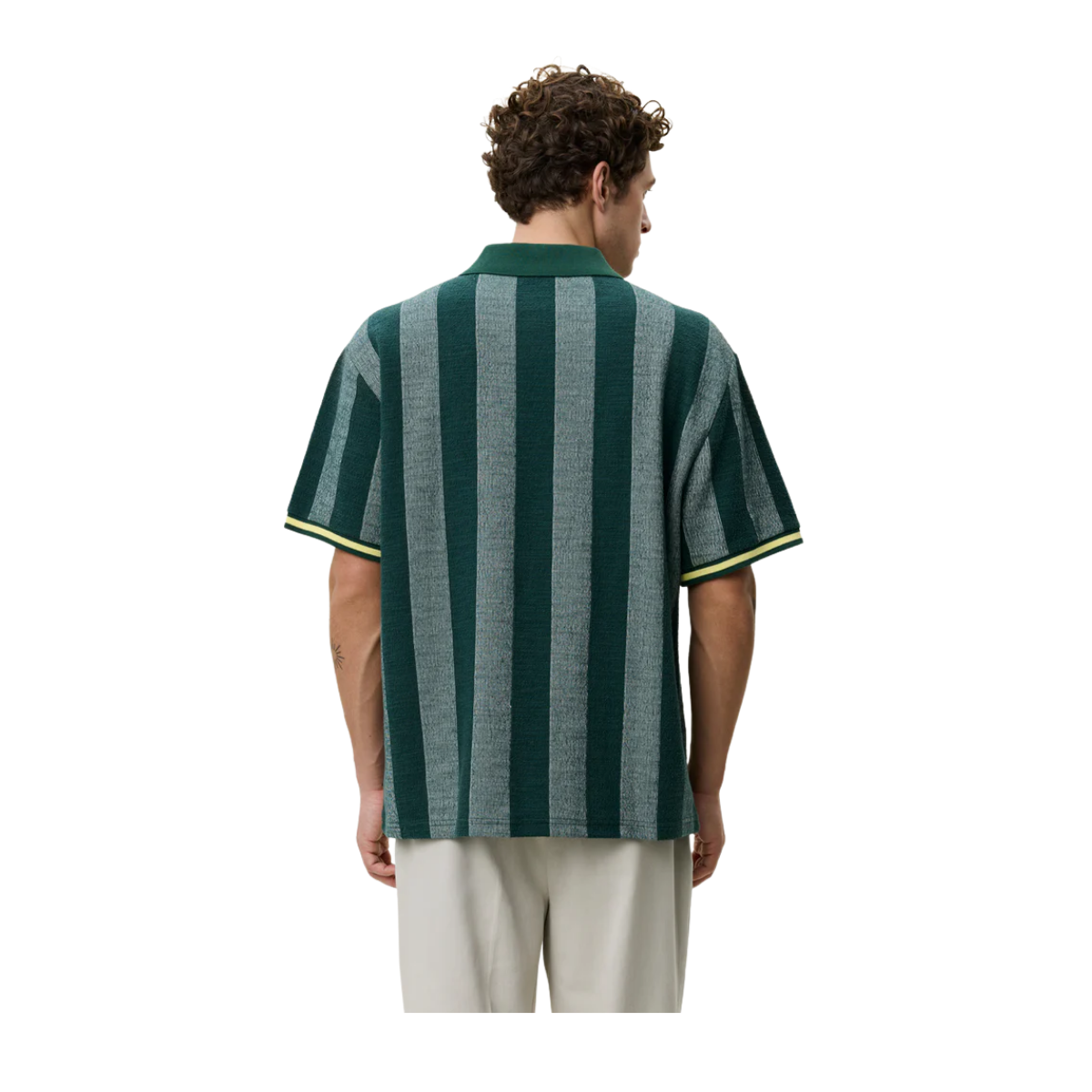 Stripe Jacquard Football Jersey - Pine Green