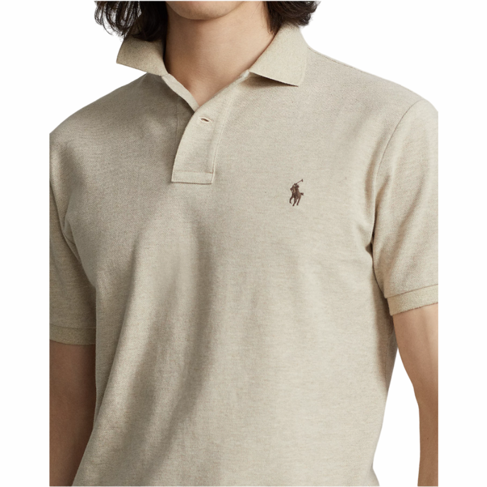 Custom Slim Fit Mesh Polo Shirt - Beige