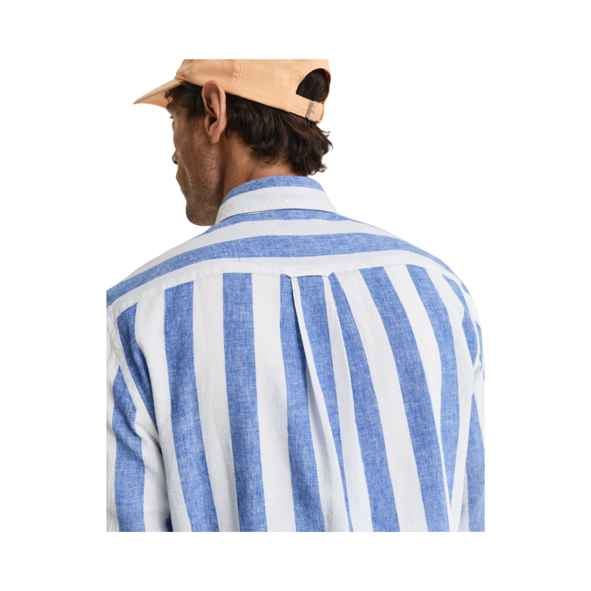 Reg Cotton Linen Bold Stripe Shirt - Rich Blue
