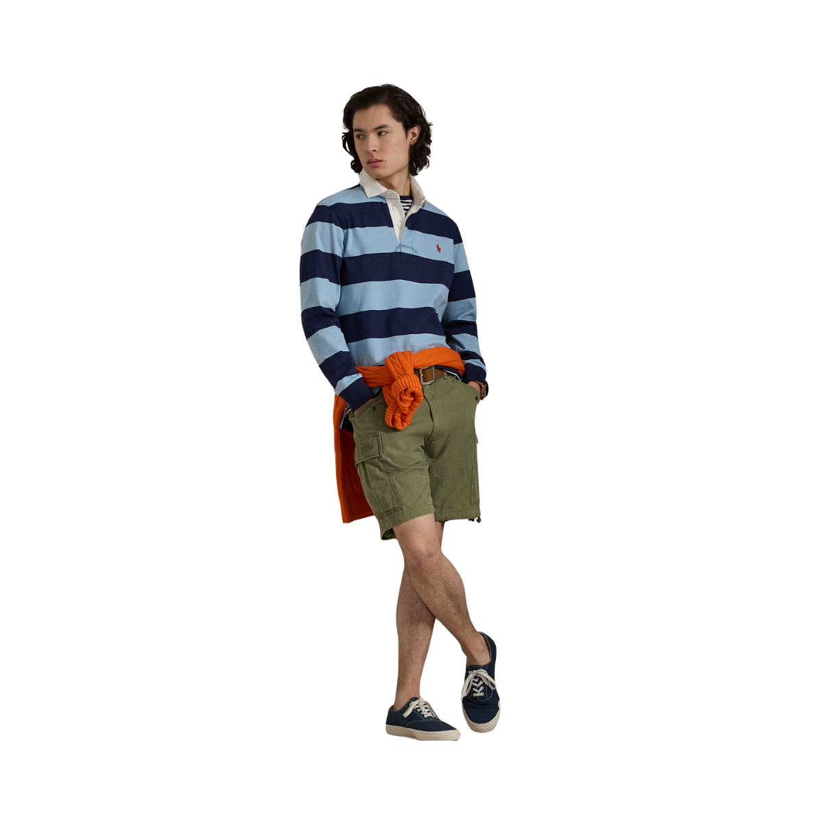 Classic Striped Rugger - Powder Blue/Newport Navy