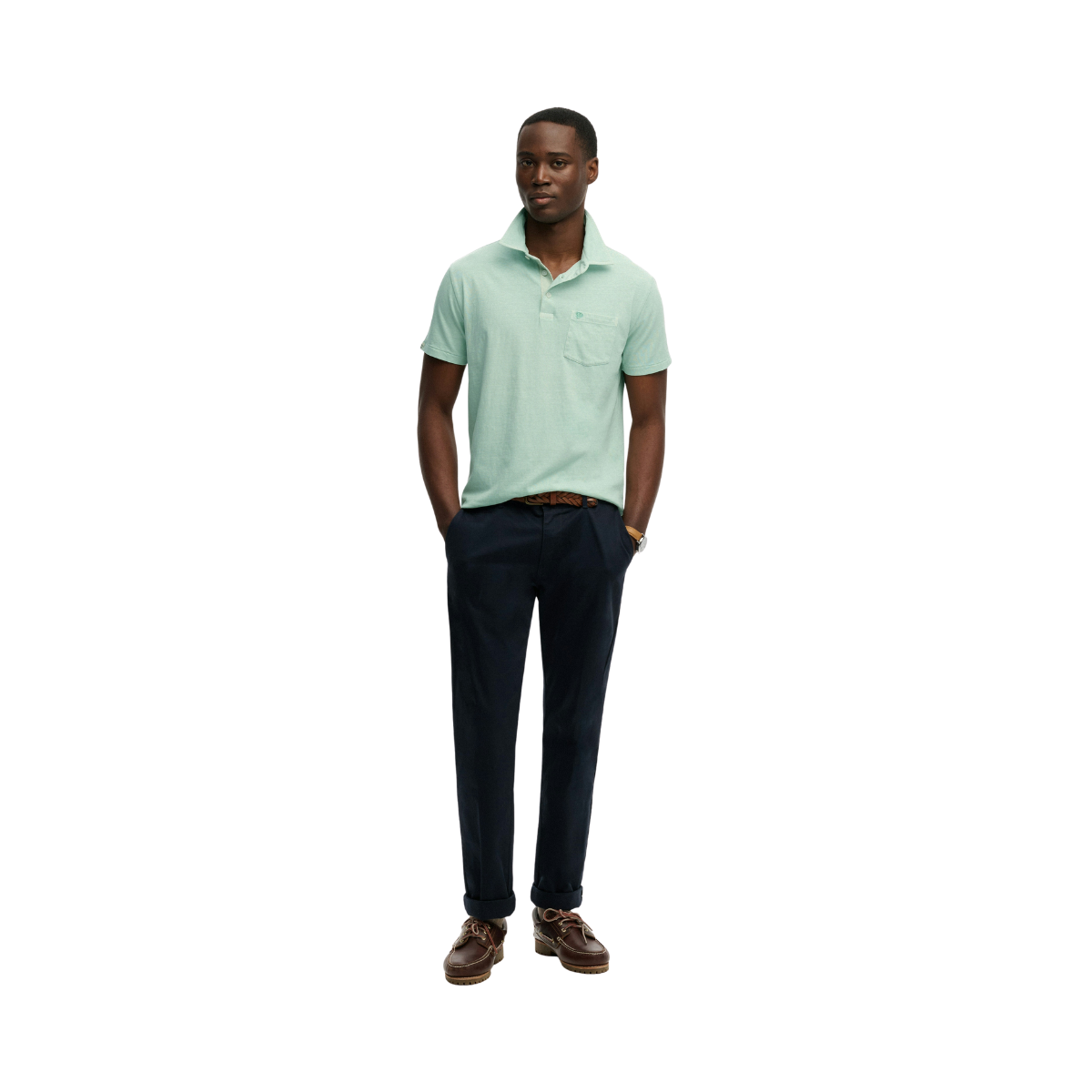 Classic Cotton Linen Polo - Fresh Mint Green