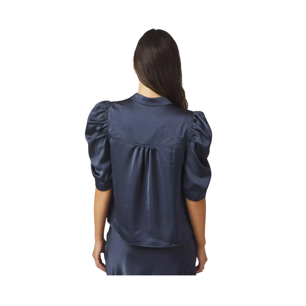 Roella Heavy Sateen Blouse - Midnight Blue