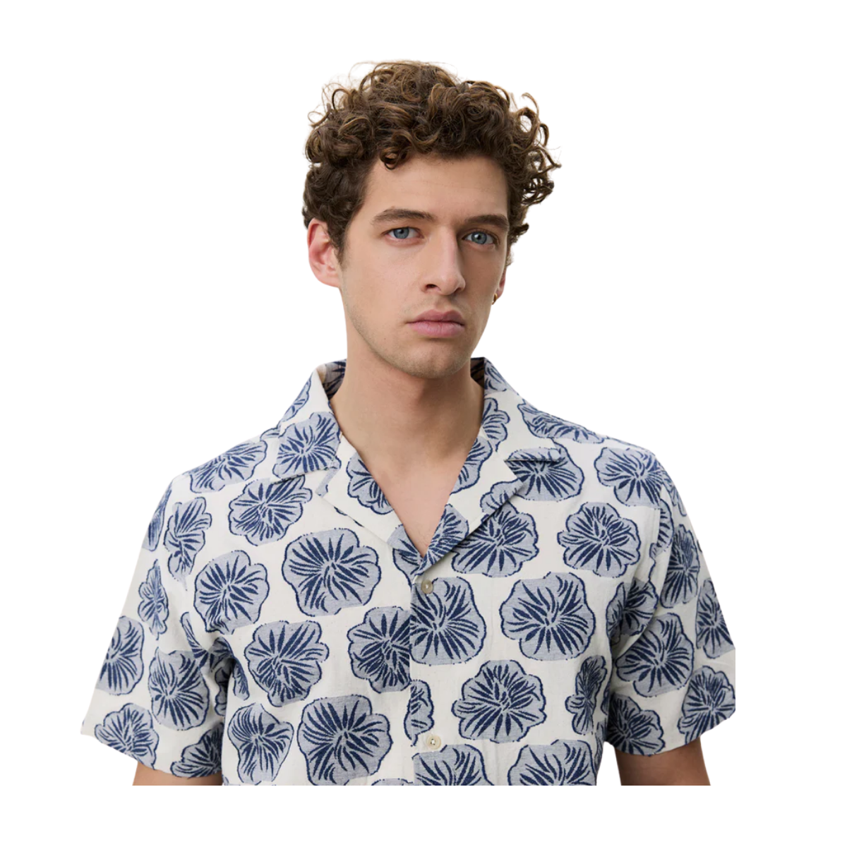 Dahlia Jacquard SS Shirt - Blue