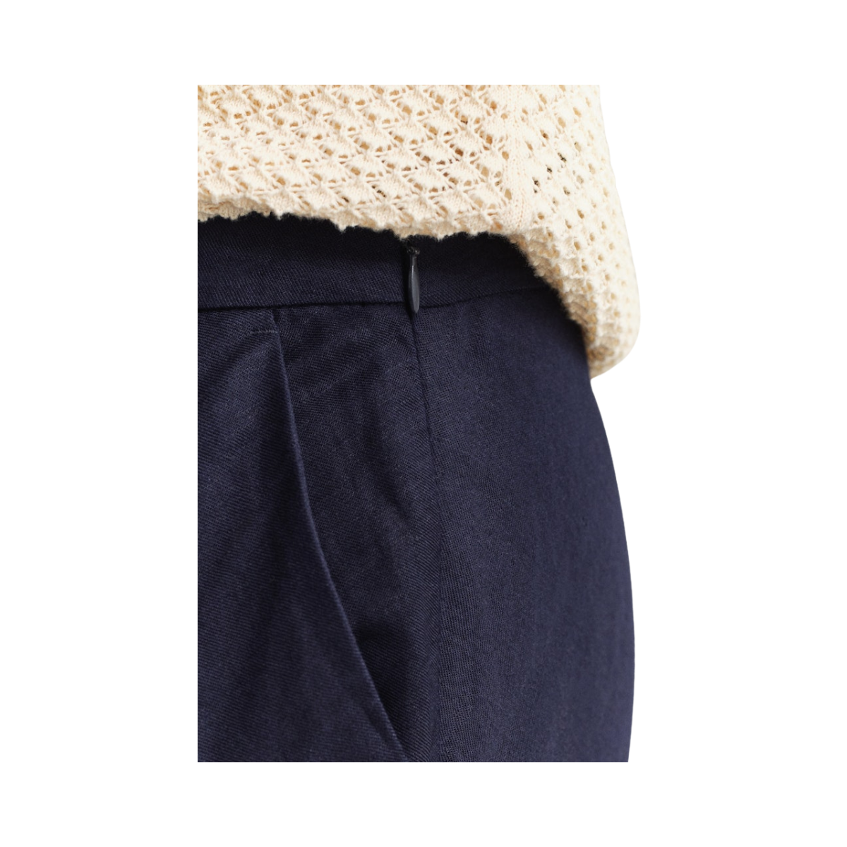 Flared Linen Blend Skirt - Evening Blue