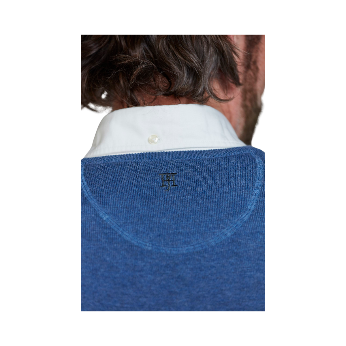 Crew Neck Knit E-Patch - Mid Blue